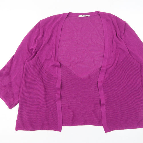 Tu Women’s Purple Knit Open Cardigan Size 12 3/4 Sleeve Lightweight