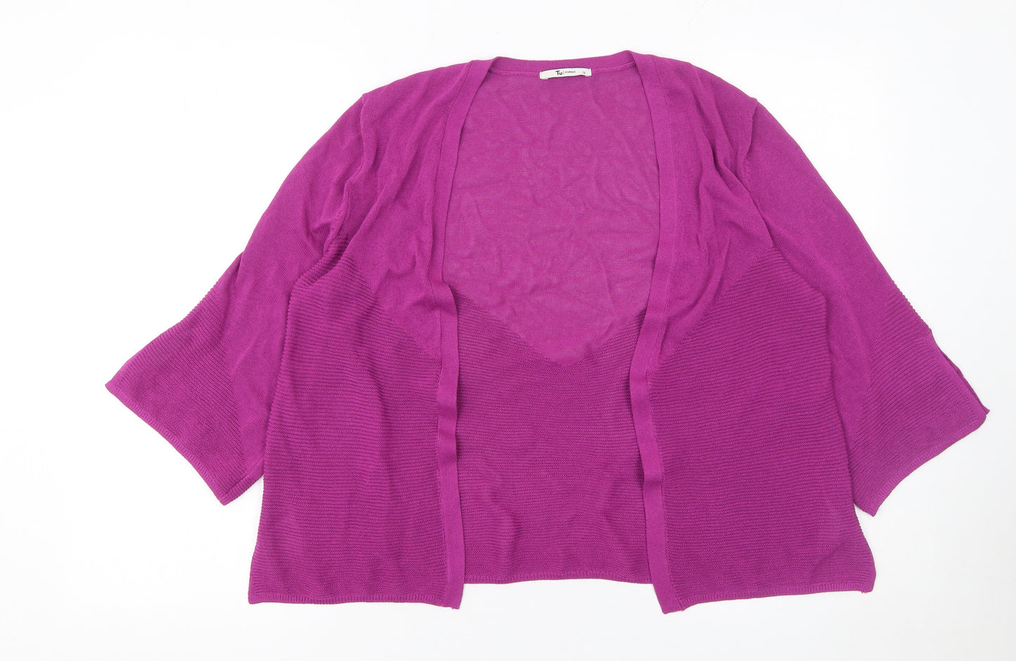 Tu Women’s Purple Knit Open Cardigan Size 12 3/4 Sleeve Lightweight