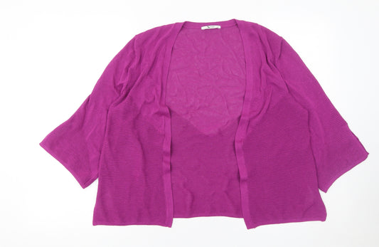 Tu Women’s Purple Knit Open Cardigan Size 12 3/4 Sleeve Lightweight