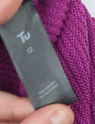 Tu Women’s Purple Knit Open Cardigan Size 12 3/4 Sleeve Lightweight