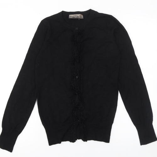 Next Women’s Black Ruffle Knit Cardigan Size 8 Long Sleeve