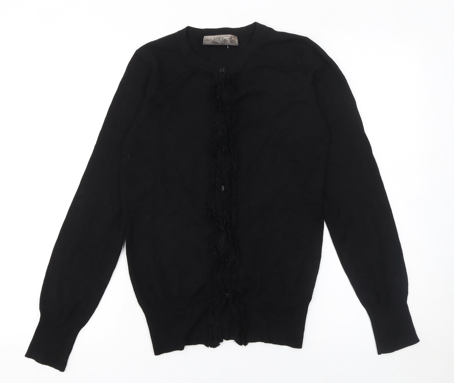 Next Women’s Black Ruffle Knit Cardigan Size 8 Long Sleeve