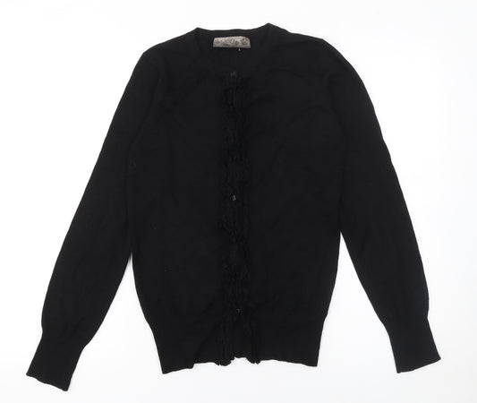 Next Women’s Black Ruffle Knit Cardigan Size 8 Long Sleeve