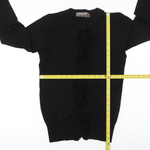 Next Women’s Black Ruffle Knit Cardigan Size 8 Long Sleeve