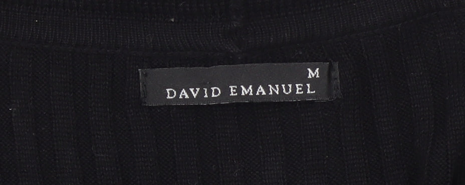 David Emanuel Women’s Black Knit Open Long Sleeve Cardigan M