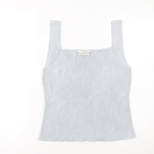 Modern Classics Women's Blue Knit Sleeveless Square Neck Tank Top Size 18