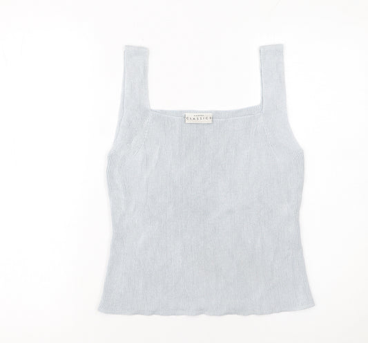 Modern Classics Women's Blue Knit Sleeveless Square Neck Tank Top Size 18