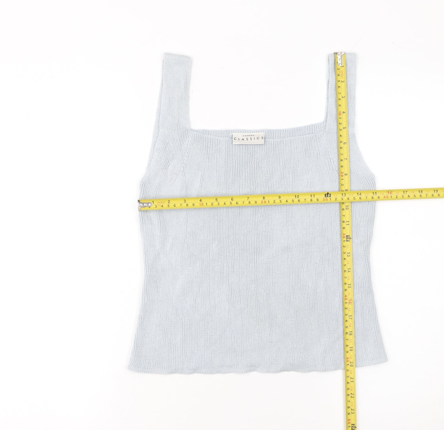 Modern Classics Women's Blue Knit Sleeveless Square Neck Tank Top Size 18