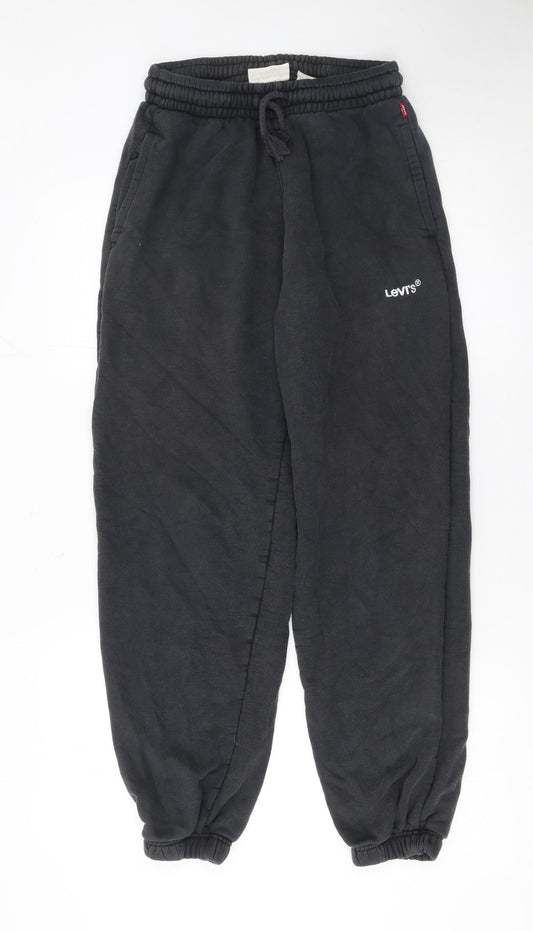 Levi's Men's Black Cotton Sweatpants S Regular Fit Elastic Waist