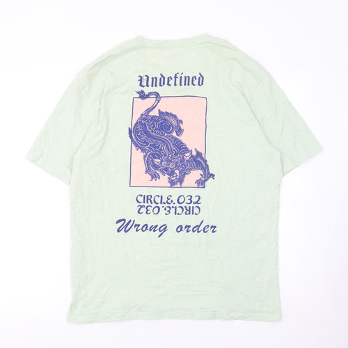 Jack & Jones Men Green Dragon Graphic Print Cotton T-Shirt L