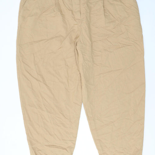 Marks and Spencer Womens Beige Chino Tapered Trousers Size 12