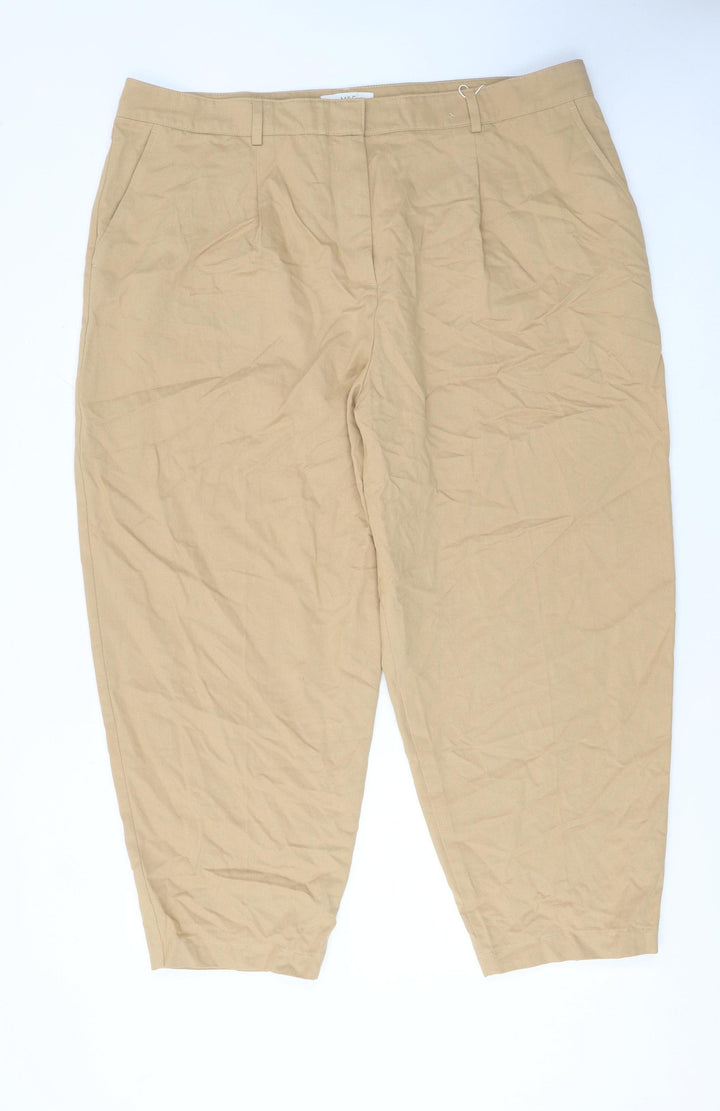 Marks and Spencer Womens Beige Chino Tapered Trousers Size 12