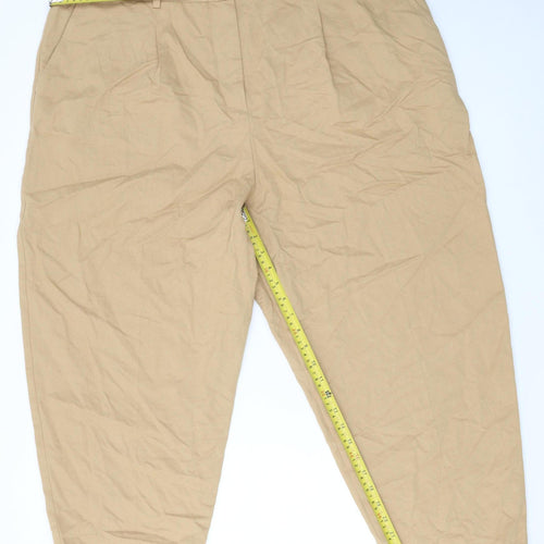 Marks and Spencer Womens Beige Chino Tapered Trousers Size 12
