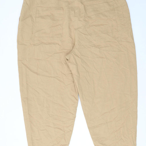 Marks and Spencer Womens Beige Chino Tapered Trousers Size 12