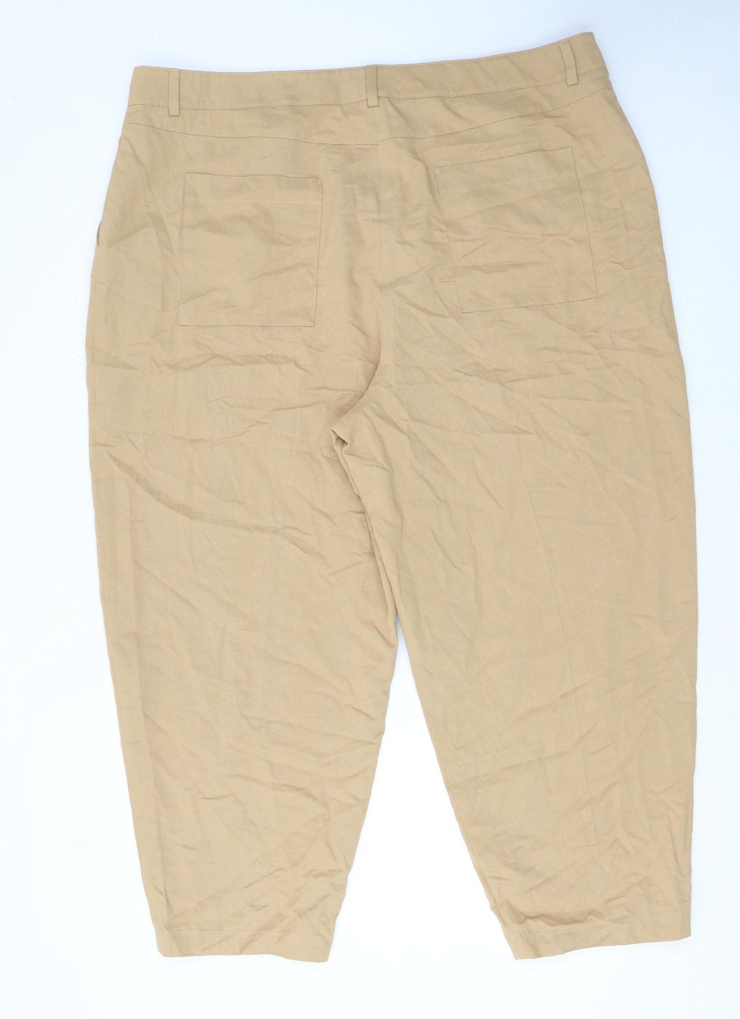 Marks and Spencer Womens Beige Chino Tapered Trousers Size 12
