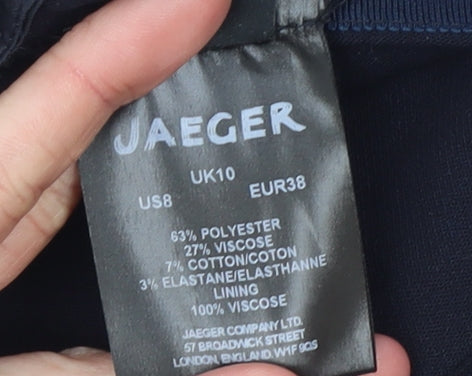 Jaeger Womens Navy Blue Straight Leg Dress Trousers UK 10