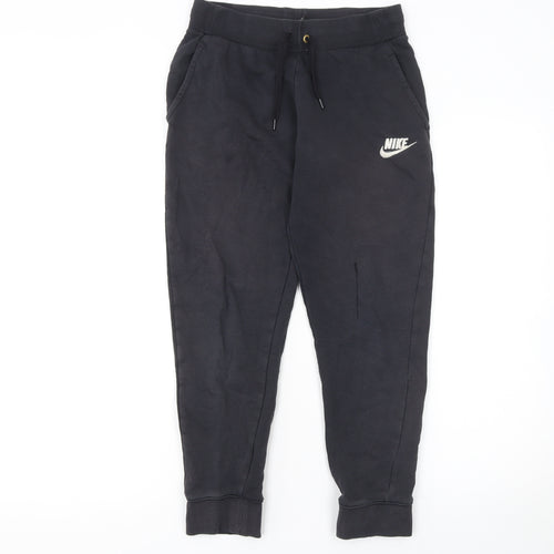 Nike Boys Black Jogger Trousers L (146-156cm) Cotton Blend Standard Fit