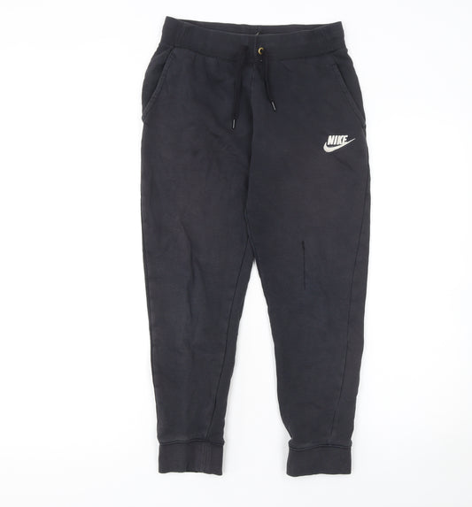 Nike Boys Black Jogger Trousers L (146-156cm) Cotton Blend Standard Fit