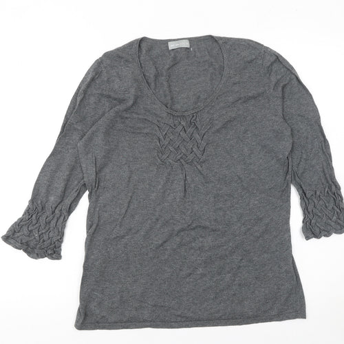Marks and Spencer Women’s Grey 100% Cotton 3/4 Sleeve Pullover Jumper Size 14