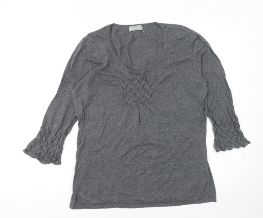 Marks and Spencer Women’s Grey 100% Cotton 3/4 Sleeve Pullover Jumper Size 14