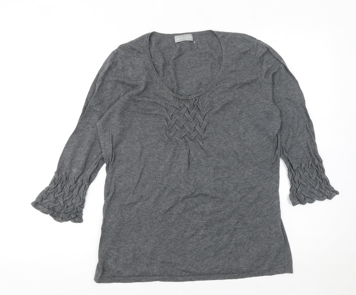Marks and Spencer Women’s Grey 100% Cotton 3/4 Sleeve Pullover Jumper Size 14