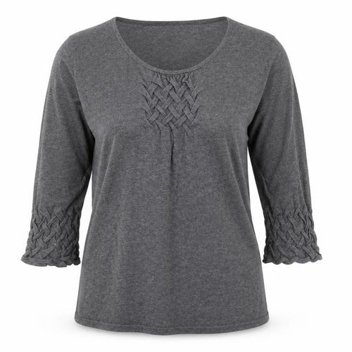 Marks and Spencer Women’s Grey 100% Cotton 3/4 Sleeve Pullover Jumper Size 14