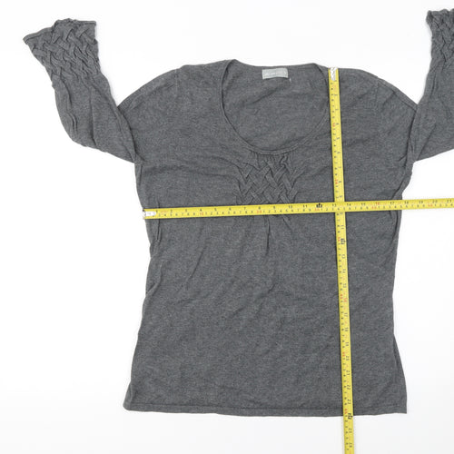 Marks and Spencer Women’s Grey 100% Cotton 3/4 Sleeve Pullover Jumper Size 14
