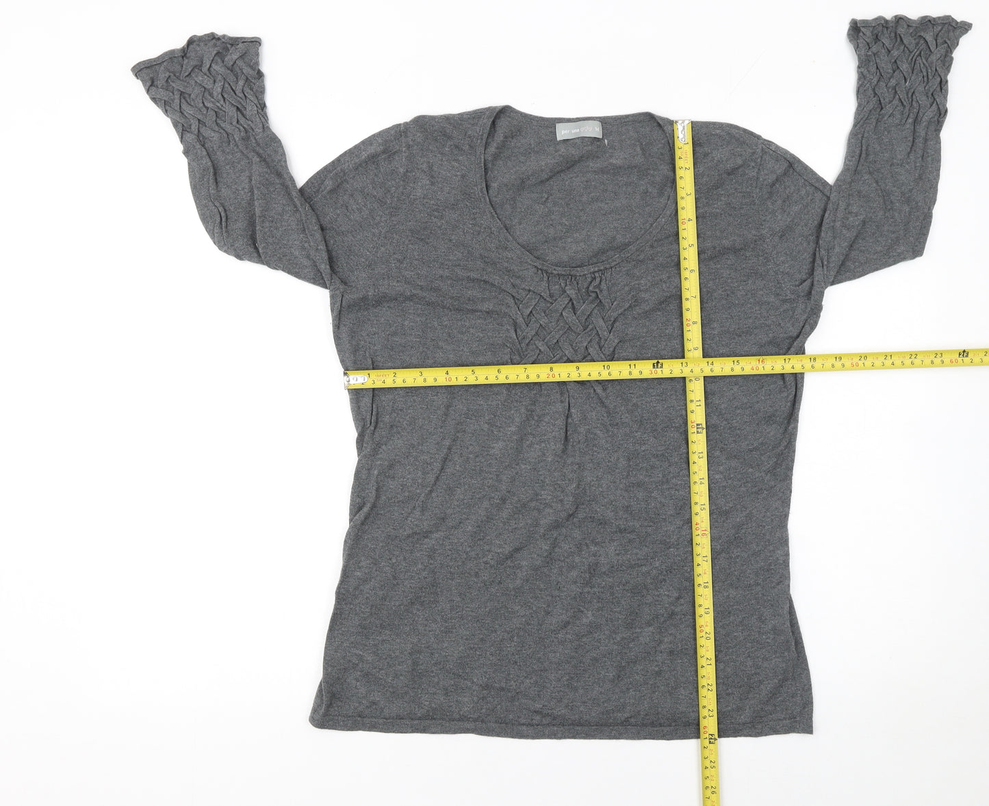 Marks and Spencer Women’s Grey 100% Cotton 3/4 Sleeve Pullover Jumper Size 14