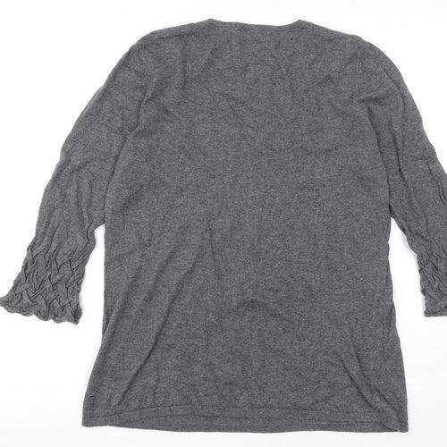Marks and Spencer Women’s Grey 100% Cotton 3/4 Sleeve Pullover Jumper Size 14