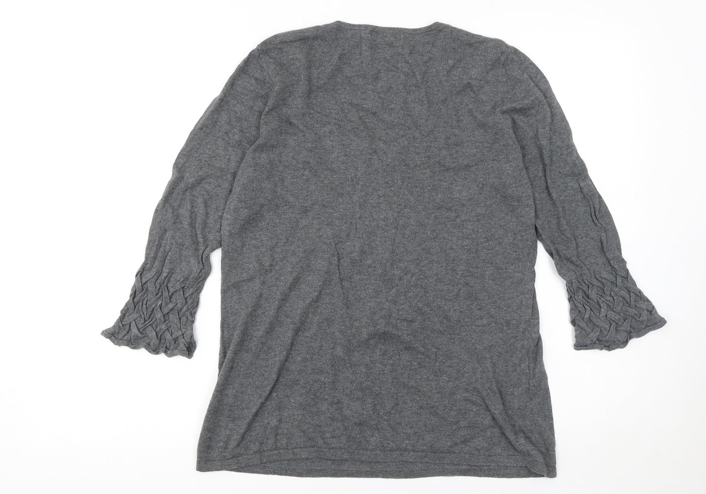 Marks and Spencer Women’s Grey 100% Cotton 3/4 Sleeve Pullover Jumper Size 14