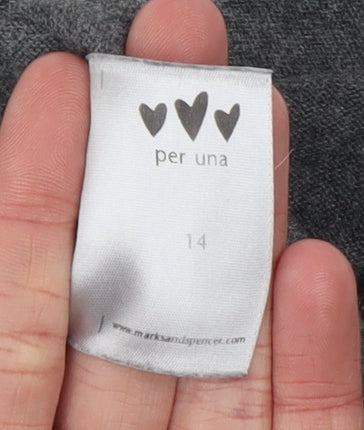 Marks and Spencer Women’s Grey 100% Cotton 3/4 Sleeve Pullover Jumper Size 14