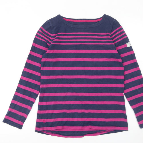 Joules Womens Navy Pink Striped Long Sleeve Cotton Top Size 10