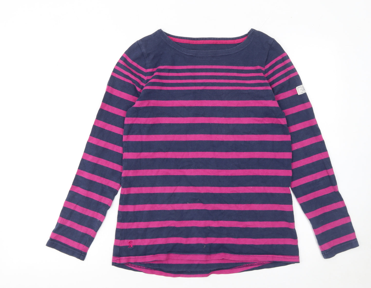 Joules Womens Navy Pink Striped Long Sleeve Cotton Top Size 10