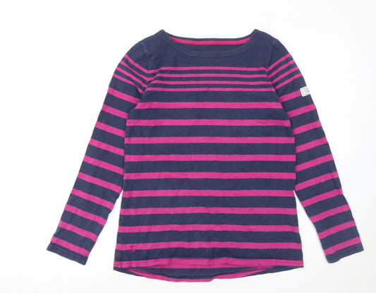 Joules Womens Navy Pink Striped Long Sleeve Cotton Top Size 10