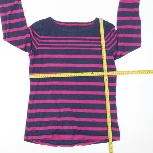 Joules Womens Navy Pink Striped Long Sleeve Cotton Top Size 10