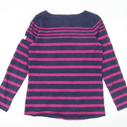 Joules Womens Navy Pink Striped Long Sleeve Cotton Top Size 10