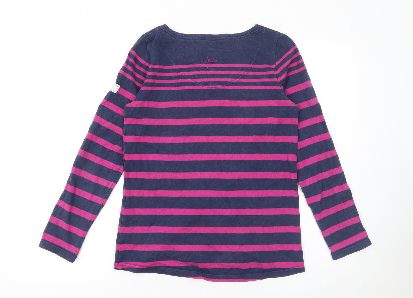 Joules Womens Navy Pink Striped Long Sleeve Cotton Top Size 10