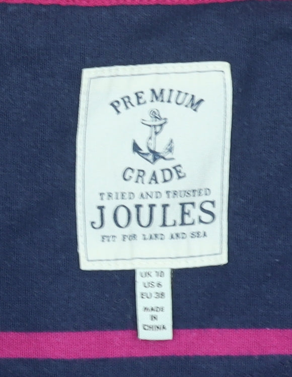 Joules Womens Navy Pink Striped Long Sleeve Cotton Top Size 10
