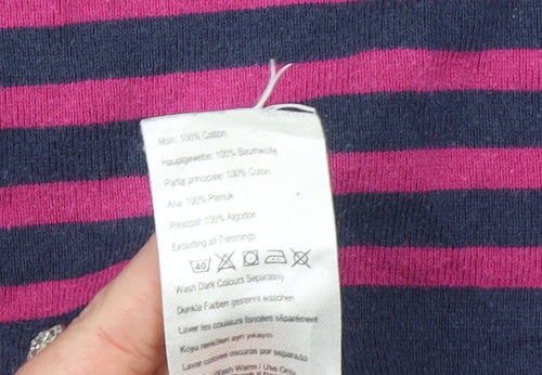 Joules Womens Navy Pink Striped Long Sleeve Cotton Top Size 10