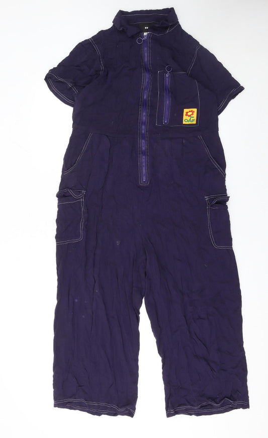 Lazy Oaf Women’s Blue Cotton Coverall Jumpsuit UK 10