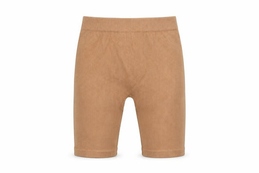 ZARA Womens Beige Ribbed Biker Style Activewear Shorts Size L Polyamide Blend