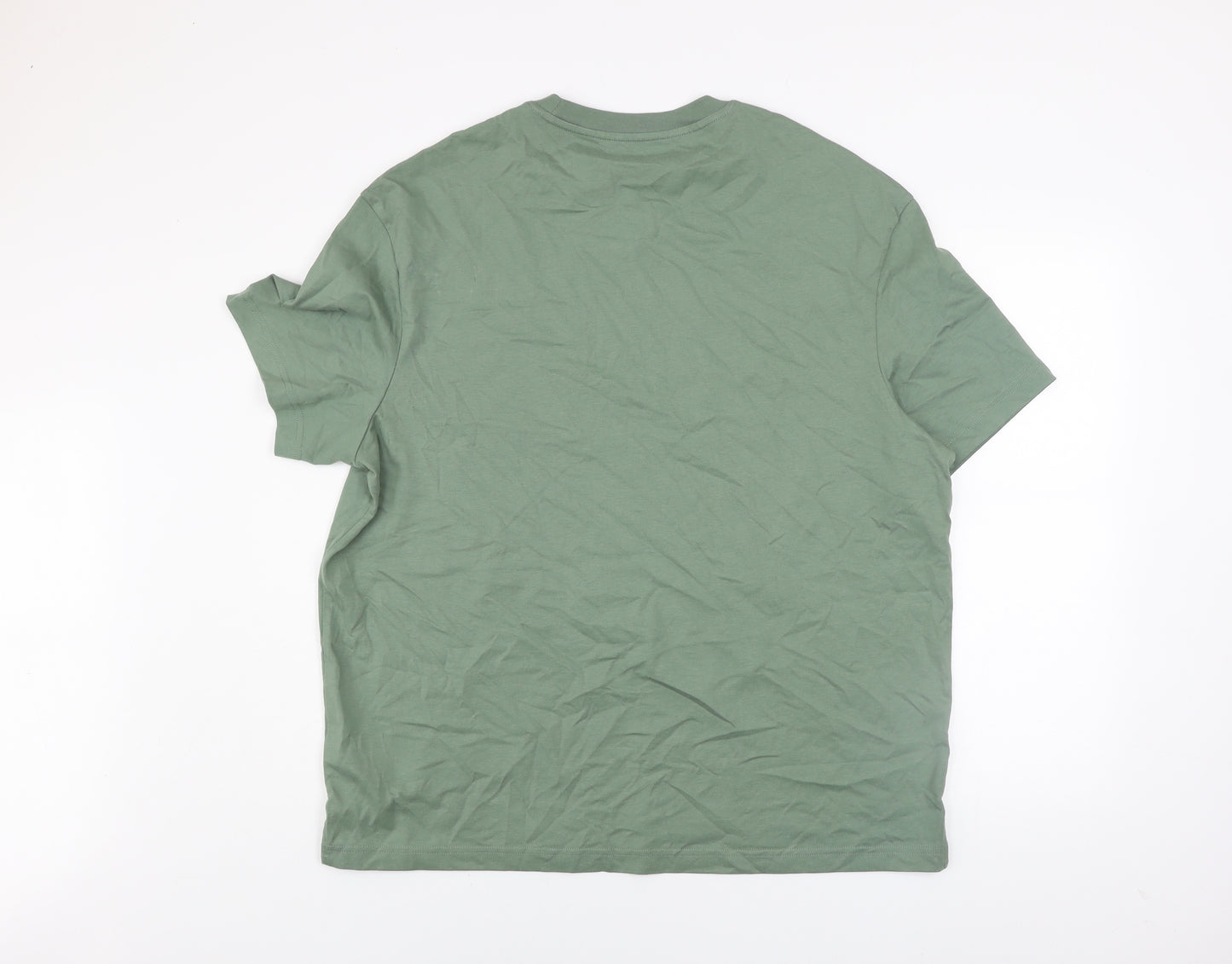 Marks and Spencer Men's Green Relaxed Fit Cotton Crew Neck XL T-Shirt