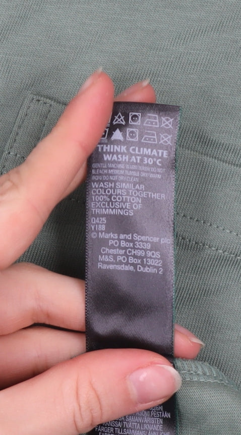 Marks and Spencer Men's Green Relaxed Fit Cotton Crew Neck XL T-Shirt