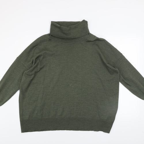 Celtic & Co. Men's Green Merino Wool Roll Neck Jumper Size M