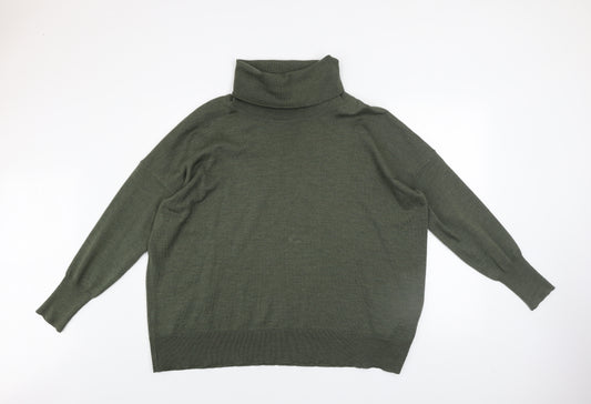 Celtic & Co. Men's Green Merino Wool Roll Neck Jumper Size M