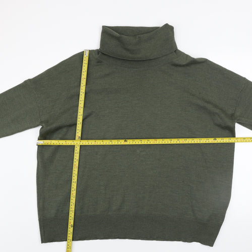 Celtic & Co. Men's Green Merino Wool Roll Neck Jumper Size M