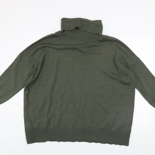 Celtic & Co. Men's Green Merino Wool Roll Neck Jumper Size M