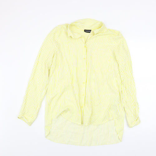 Taifun Women's Yellow Striped Button-Up Long Sleeve Blouse Size 12