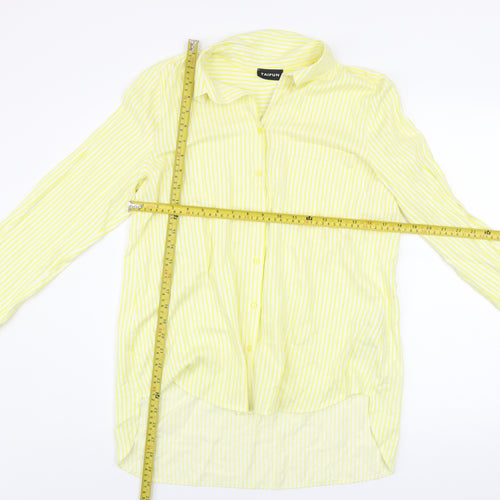 Taifun Women's Yellow Striped Button-Up Long Sleeve Blouse Size 12