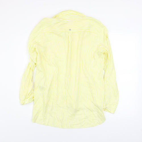 Taifun Women's Yellow Striped Button-Up Long Sleeve Blouse Size 12